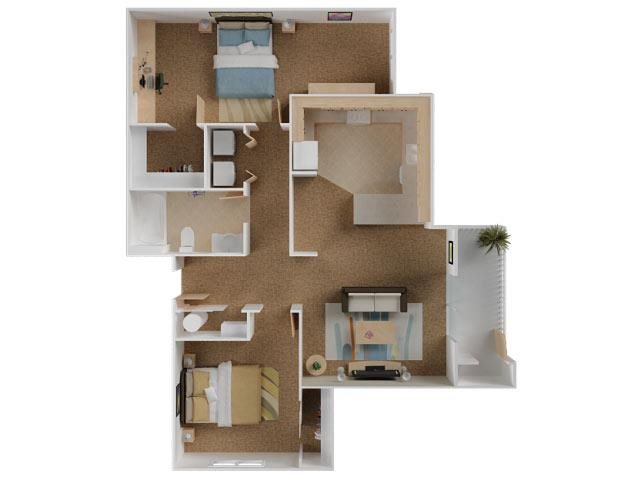 WA_SpokaneValley_VillageonBroadway_2 Bedroom_1 Bathroom_FloorPlan WA_SpokaneValley_VillageonBroadway_2 Bedroom_1 Bathroom_FloorPlan